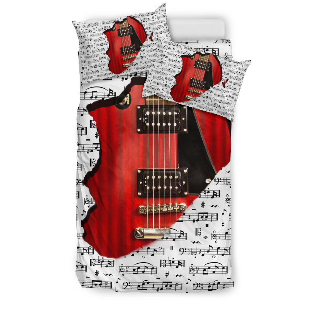 Music Red Guitar Inside Bedding Set