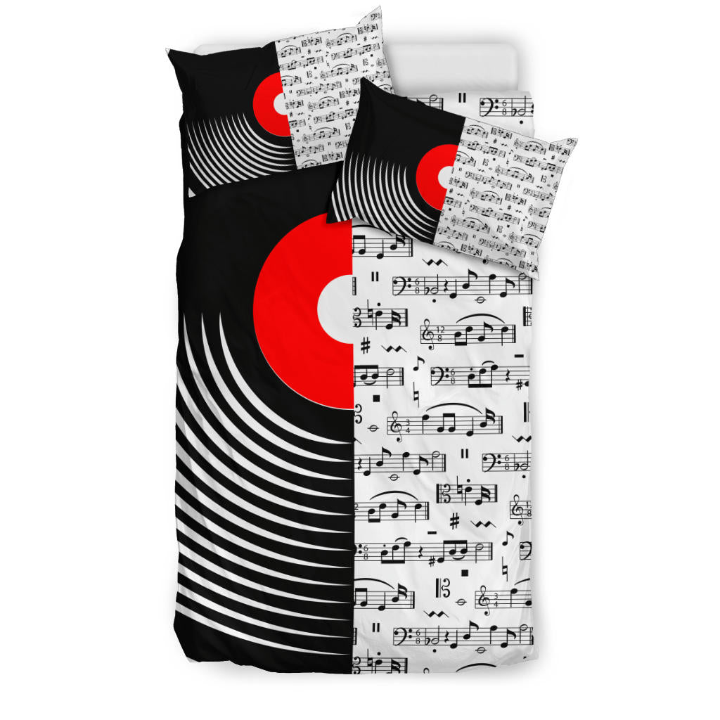 Vinyl Music Notes Bedding Set