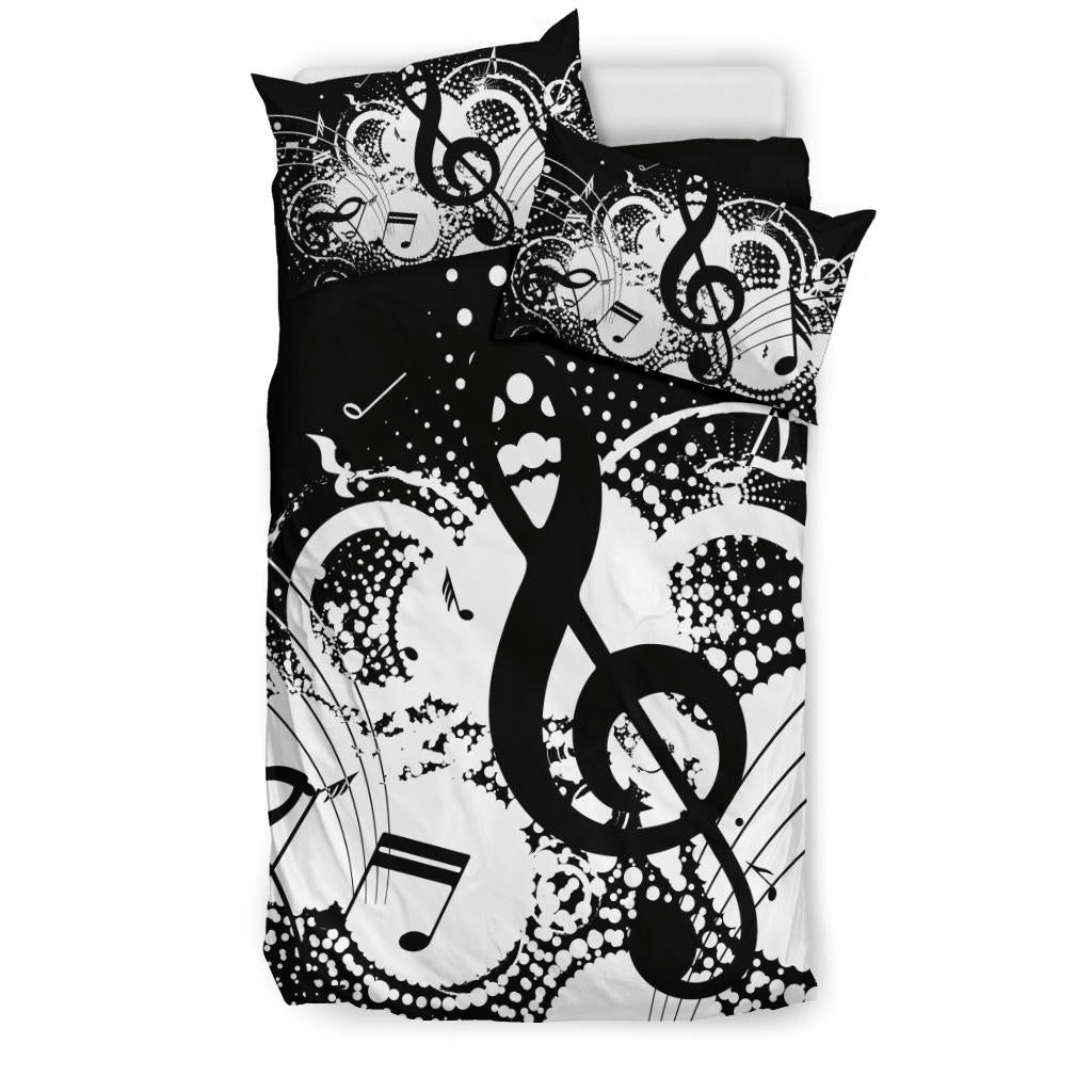 Music Notes Art Black Bedding Set