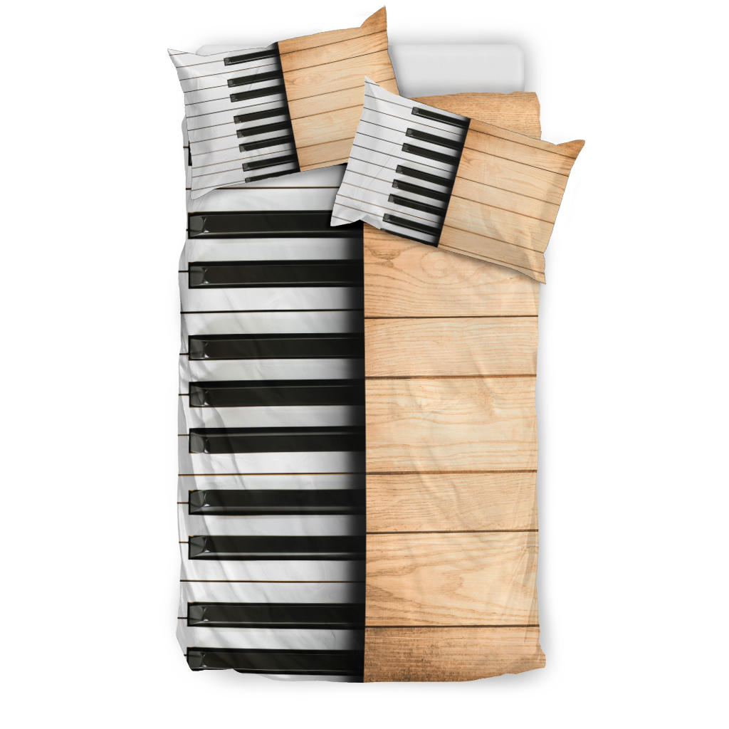 Wood And Piano Keys Bedding Set