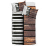 Brown Wooden Piano Keys Bedding Set