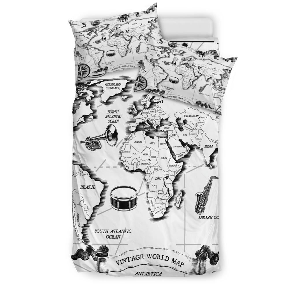 Vintage Music Map Bedding Set
