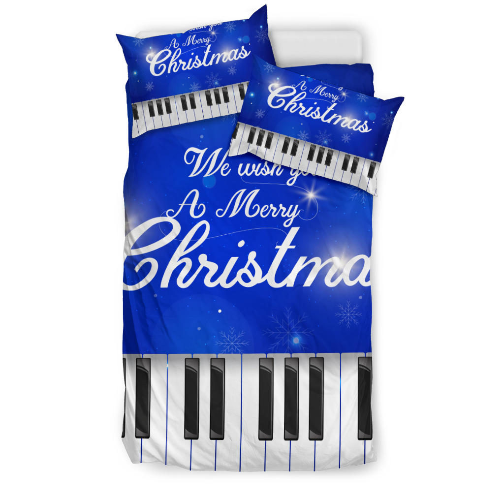 Piano Christmas Blue Bedding Set