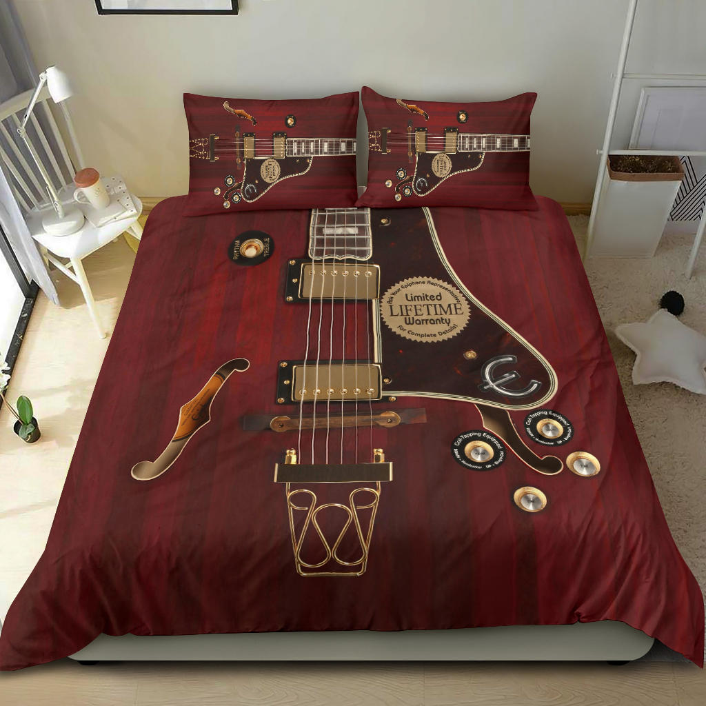 Red Electric Guitar Bedding Set