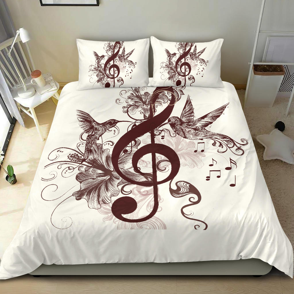 Treble Clef And Hummingbirds Bedding Set