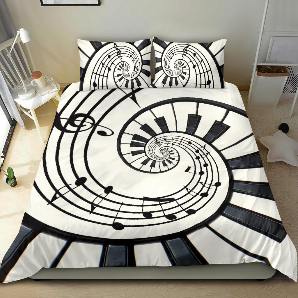 Piano Keys And Music Notes Abstract Bedding Set