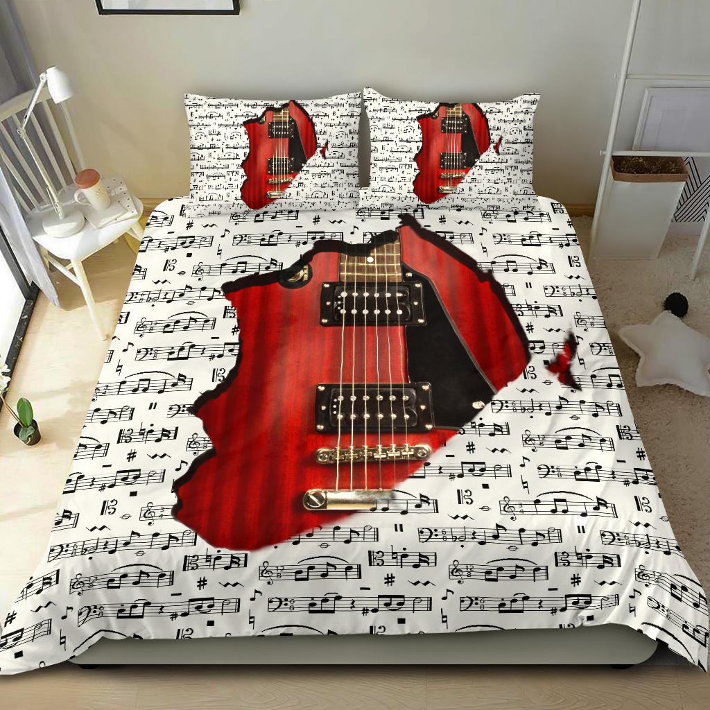 Music Red Guitar Inside Bedding Set
