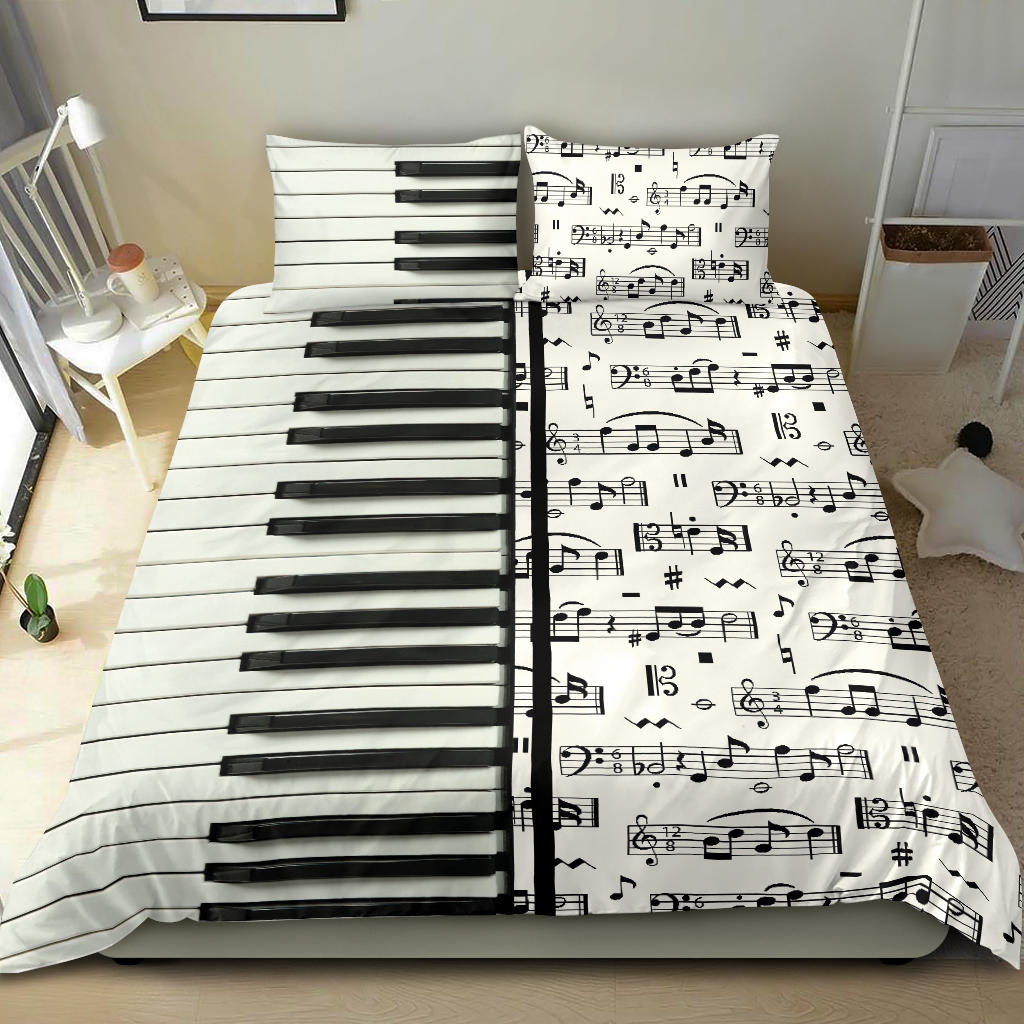 Piano Keys And Music Note Bedding Set - Artistic Pod