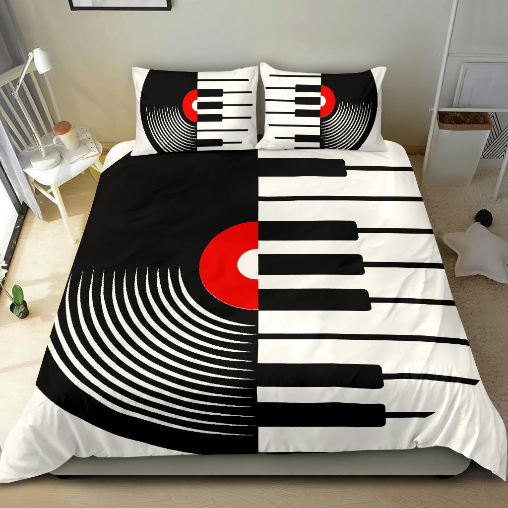 Vinyl Piano Keys Bedding Set