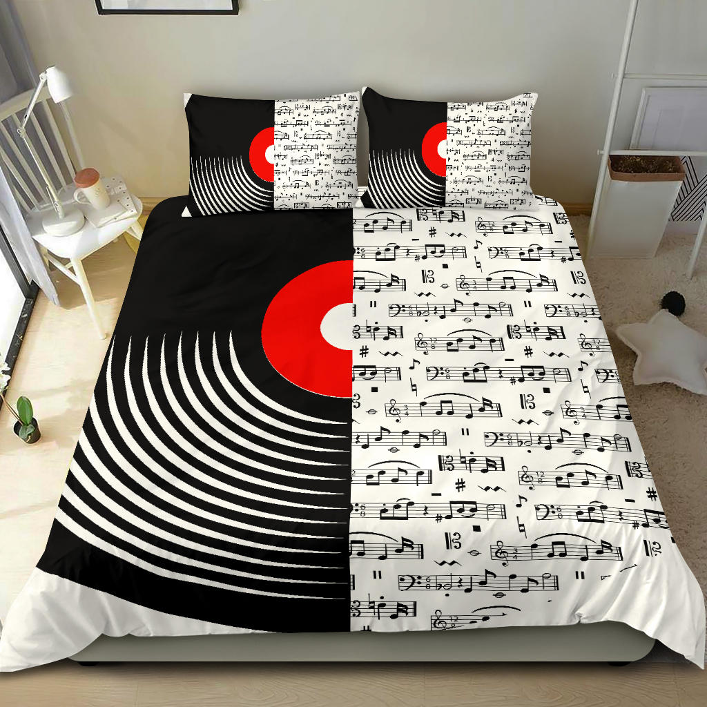 Vinyl Music Notes Bedding Set