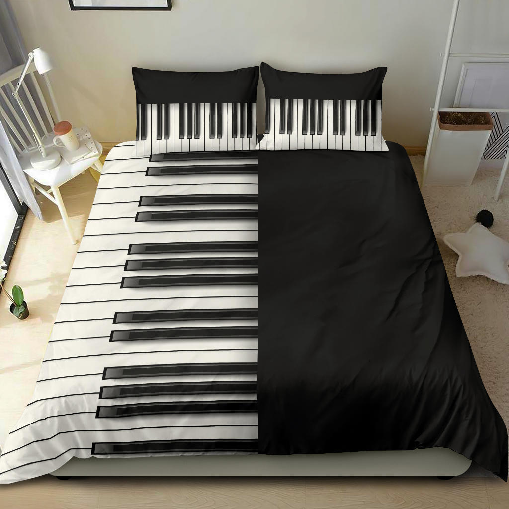 Piano Keys Black Bedding Set