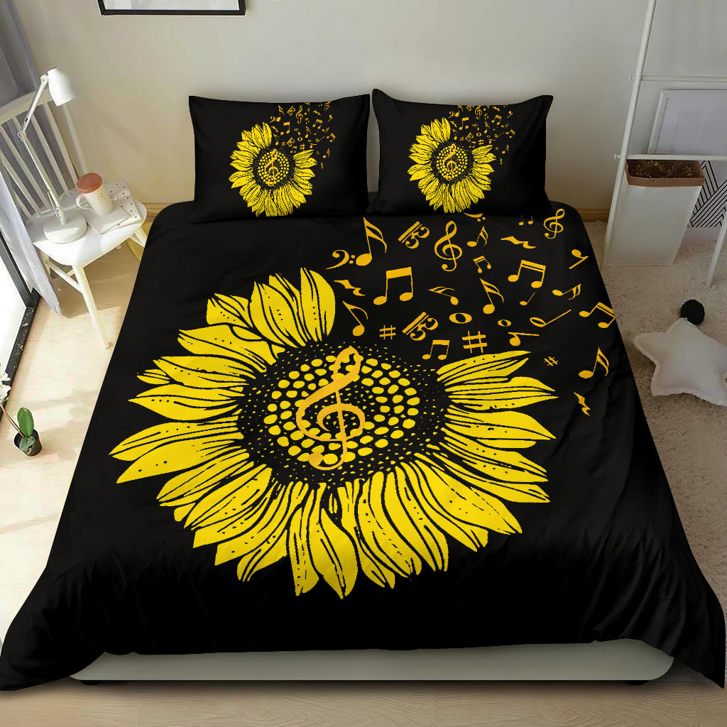 Music Notes Sunflower Bedding Set