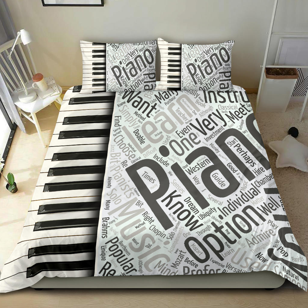 Piano Key Words Bedding Set