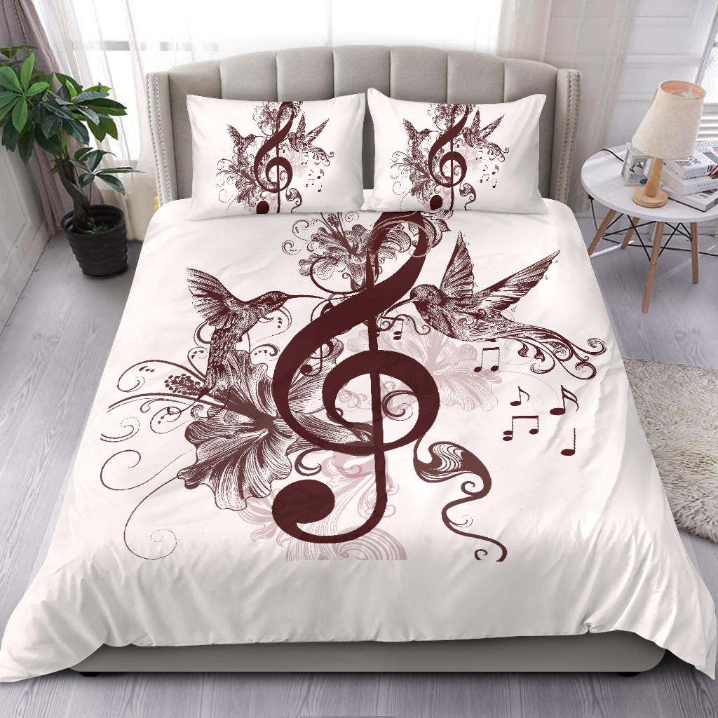 Treble Clef And Hummingbirds Bedding Set