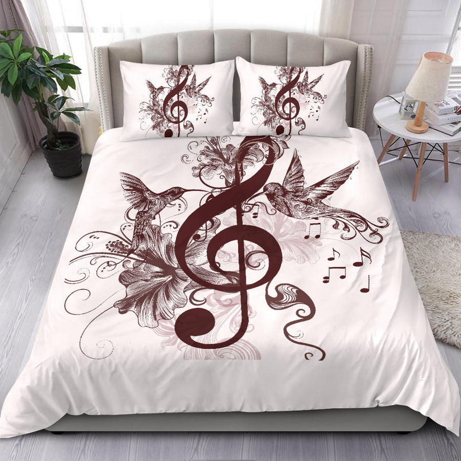 Treble Clef And Hummingbirds Bedding Set