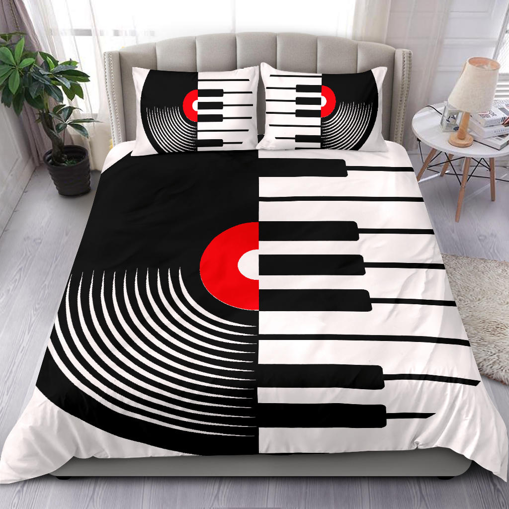 Vinyl Piano Keys Bedding Set