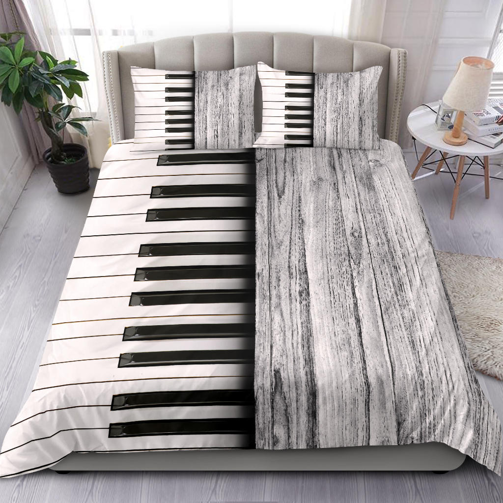 White Wooden Piano Bedding Set