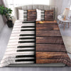 Brown Wooden Piano Keys Bedding Set