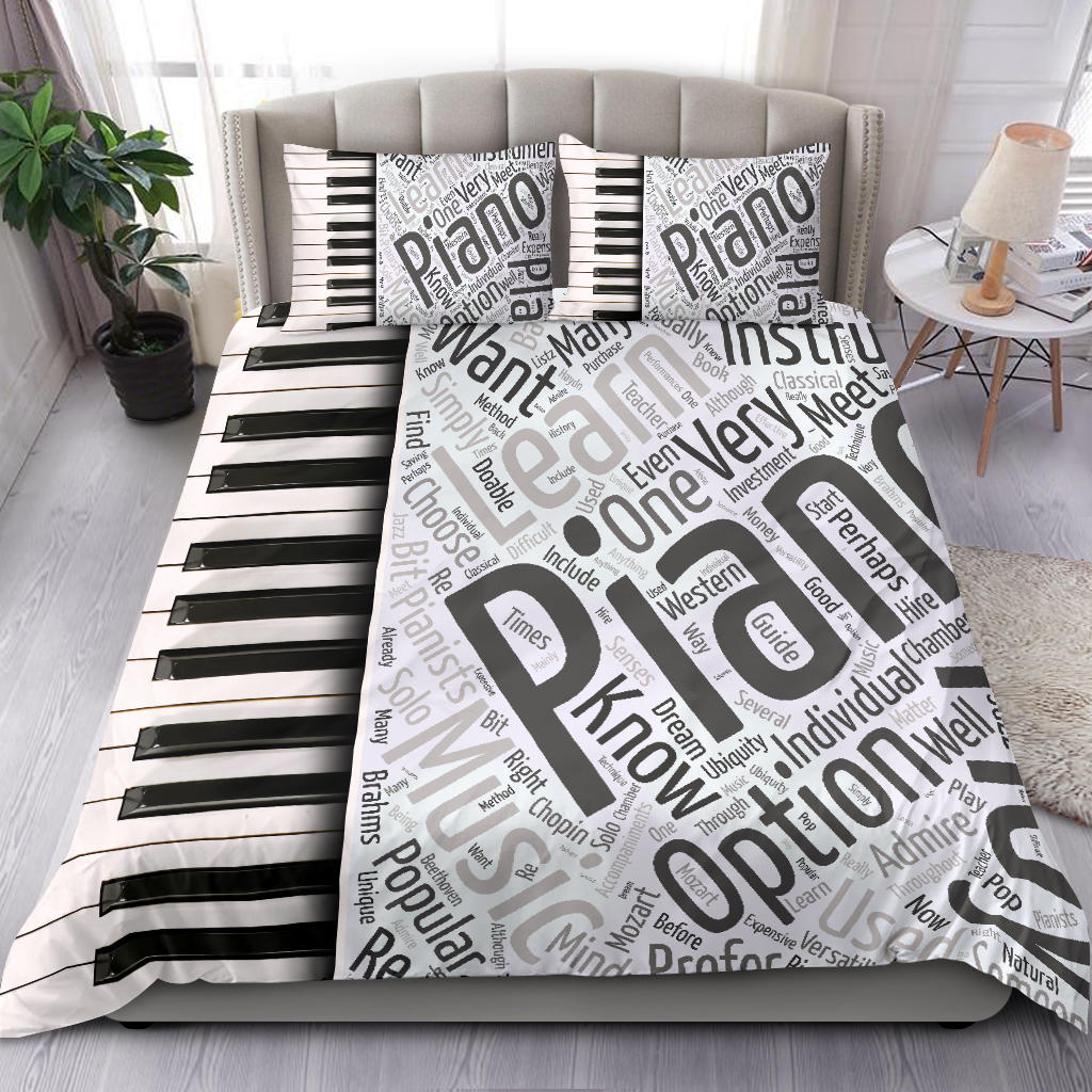Piano Key Words Bedding Set