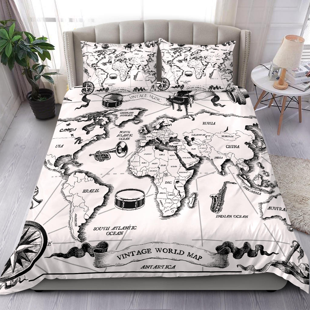 Vintage Music Map Bedding Set