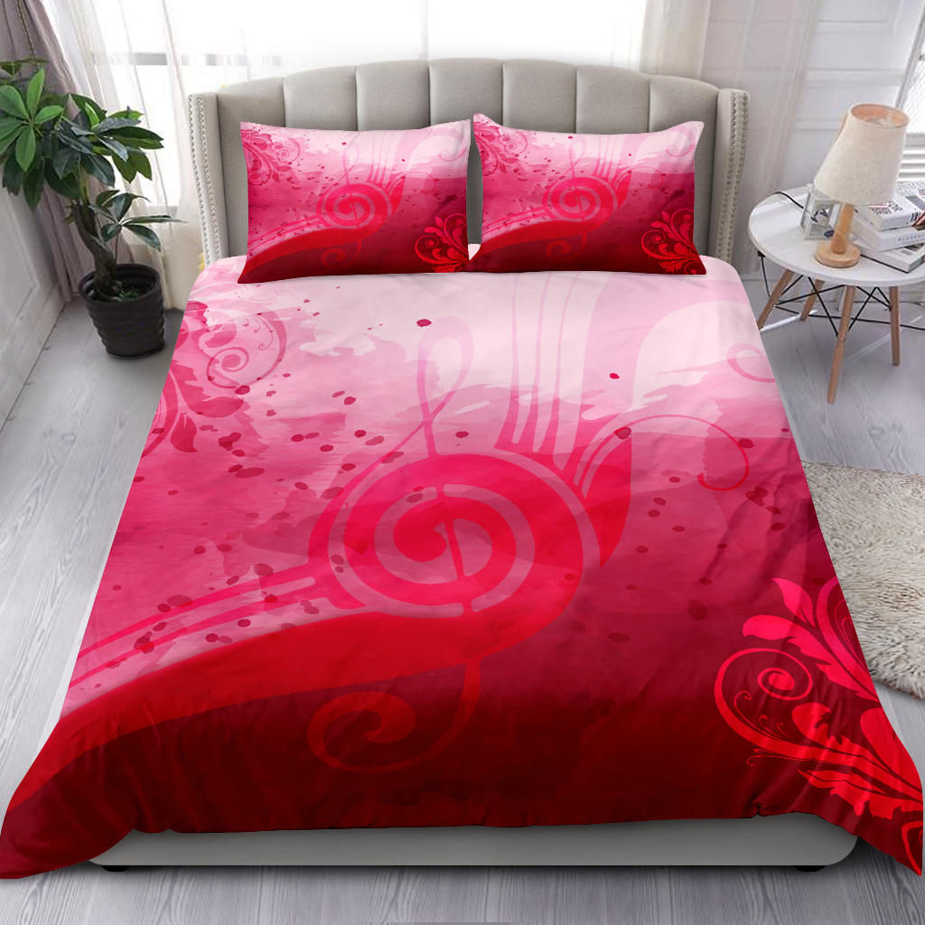 Music Notes Red Bedding Set
