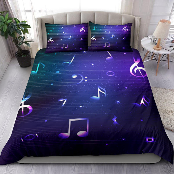 Music Note Bedspread Music Notes Bright Bedding Set - Artistic Pod