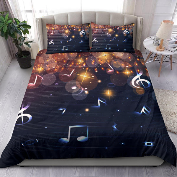Music Note Bedspread Musical Notes Sparkle Bedding Set - Artistic Pod