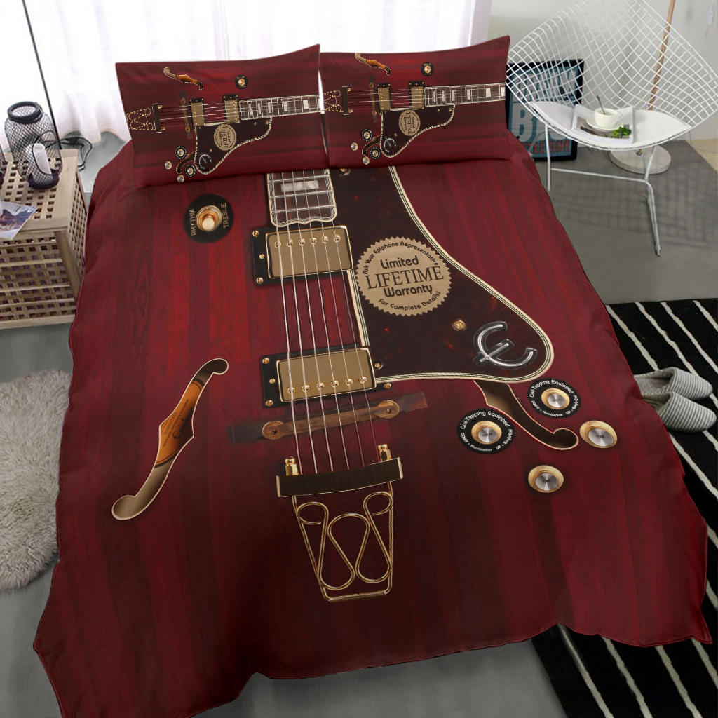 Red Electric Guitar Bedding Set