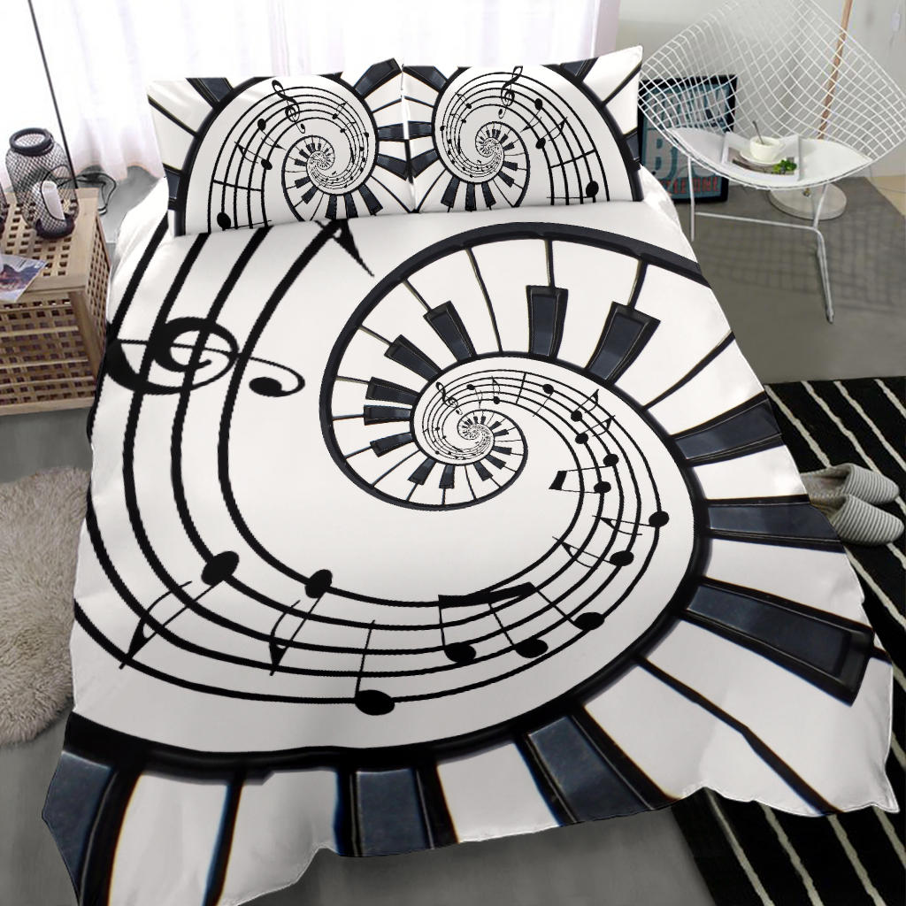 Piano Keys And Music Notes Abstract Bedding Set