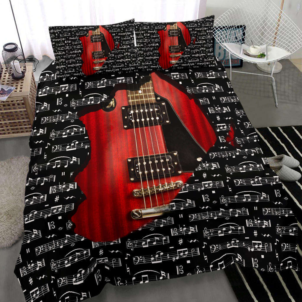 Musical Red Guitar Inside Bedding Set