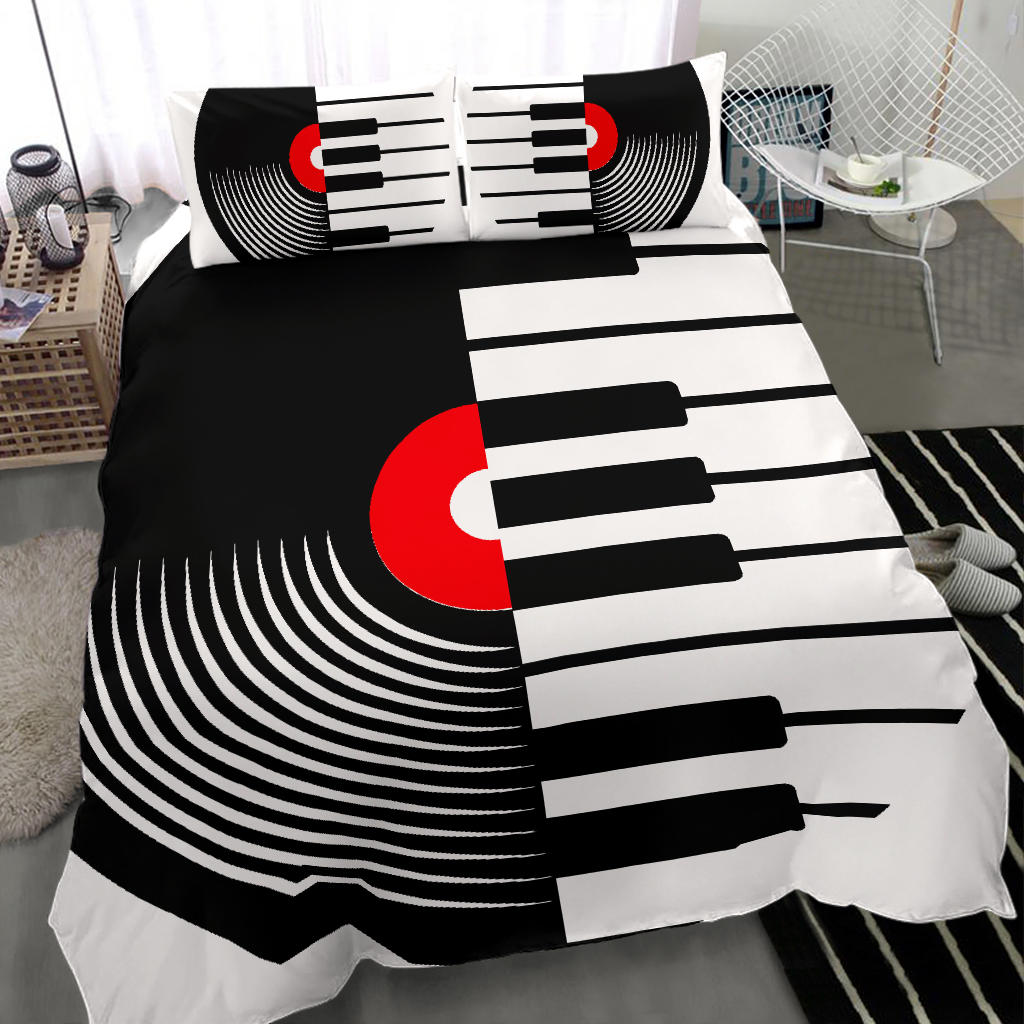 Vinyl Piano Keys Bedding Set