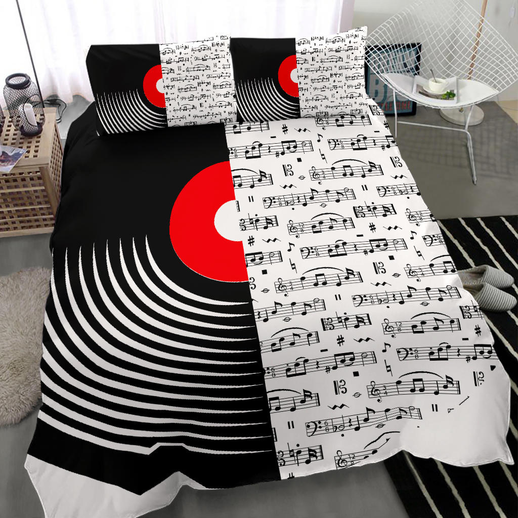 Vinyl Music Notes Bedding Set