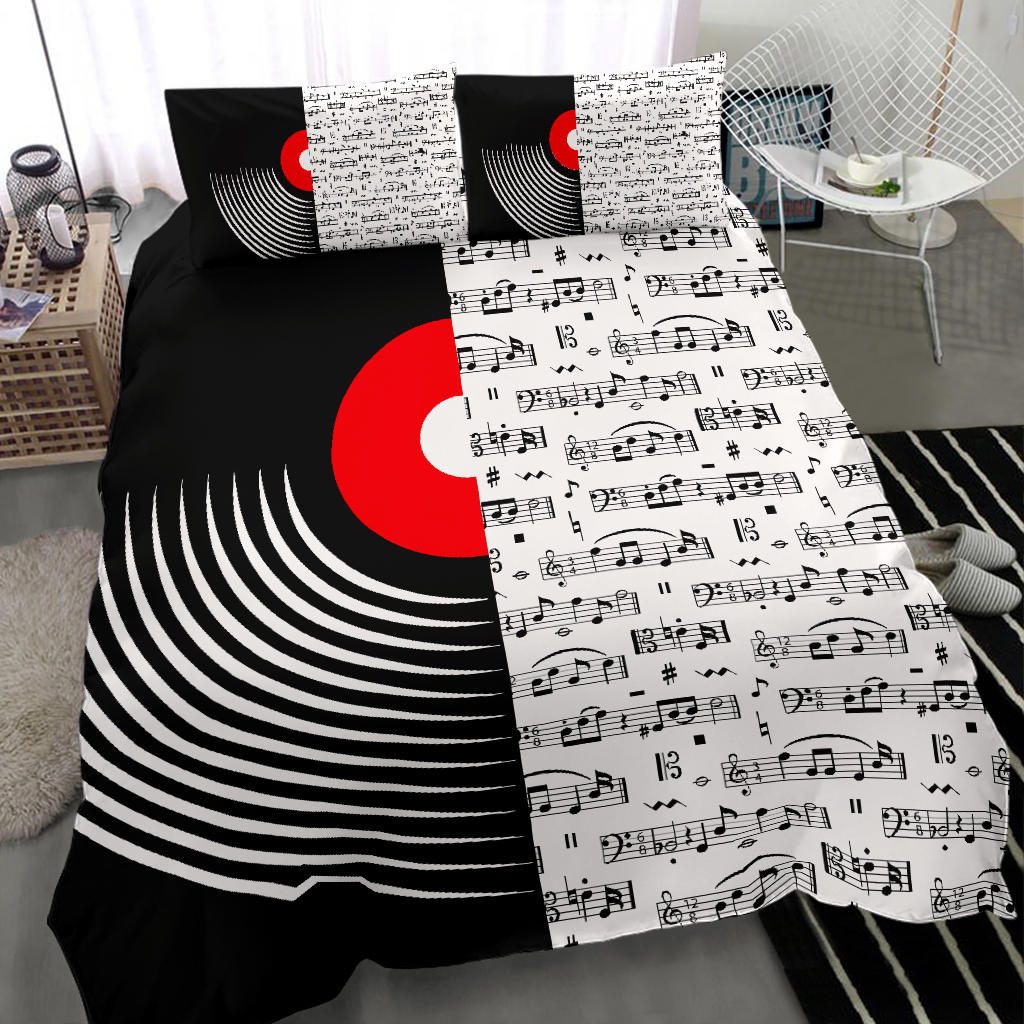 Vinyl Musical Notes Bedding Set