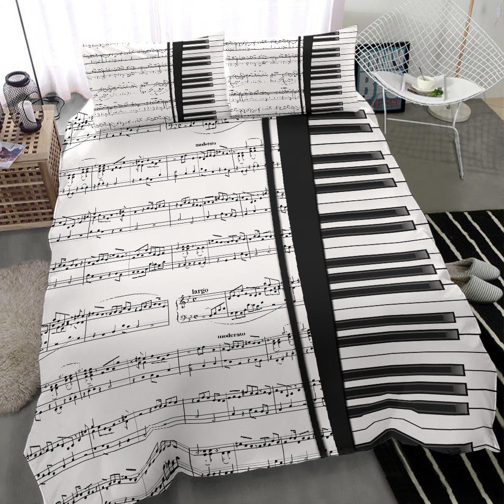 Piano And Sheet Music Bedding Set