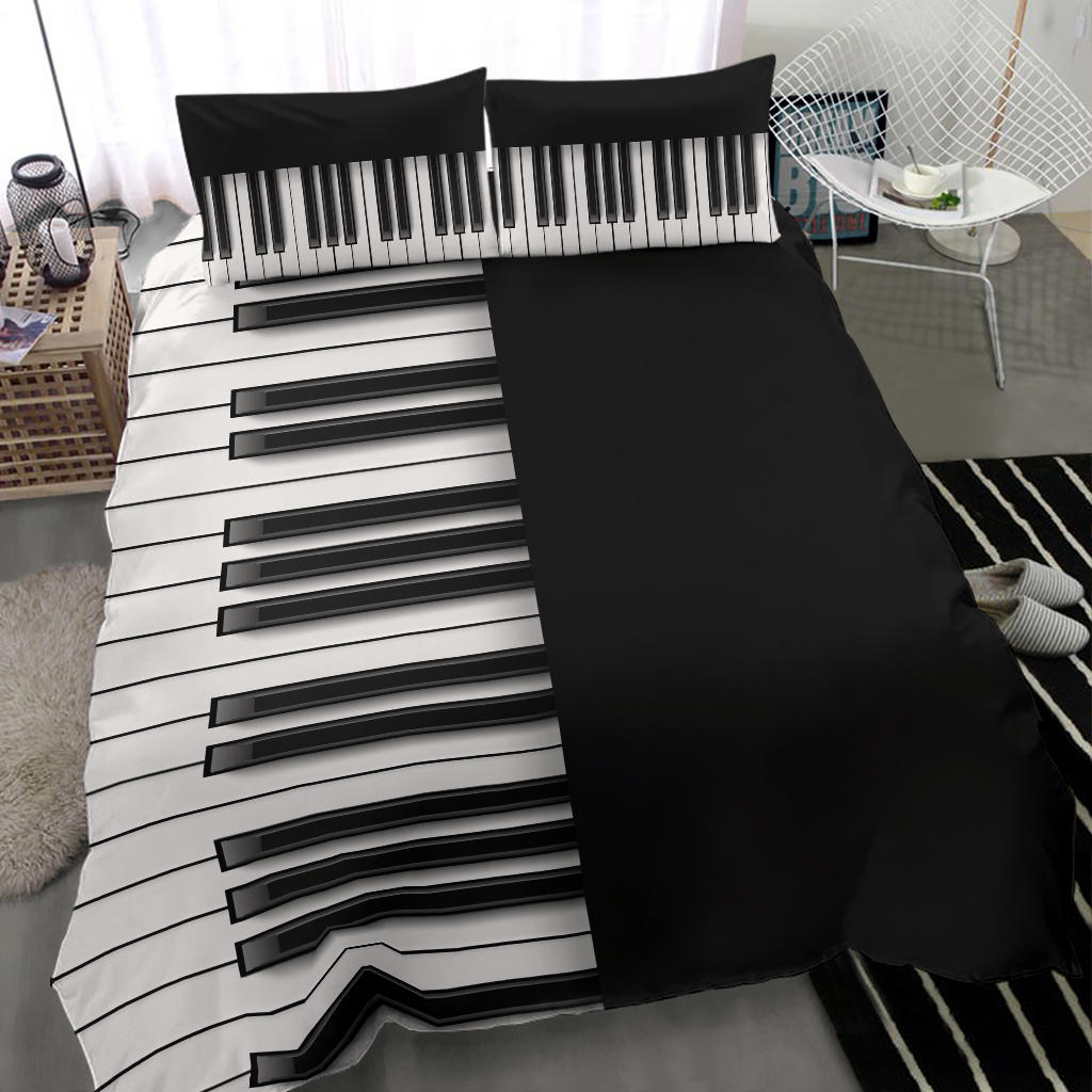 Piano Keys Black Bedding Set