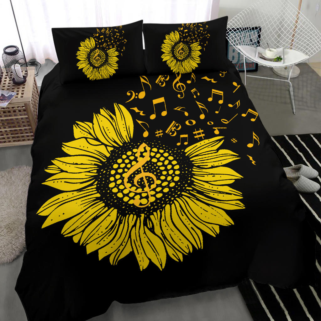Music Notes Sunflower Bedding Set