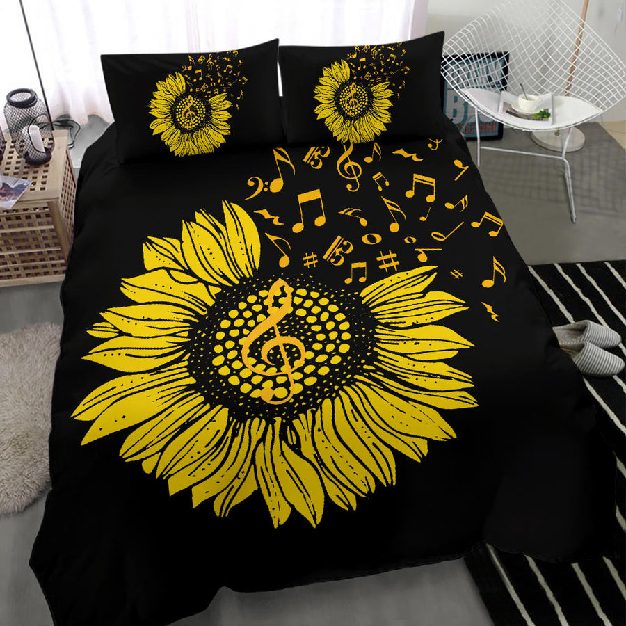 Music Notes Sunflower Bedding Set