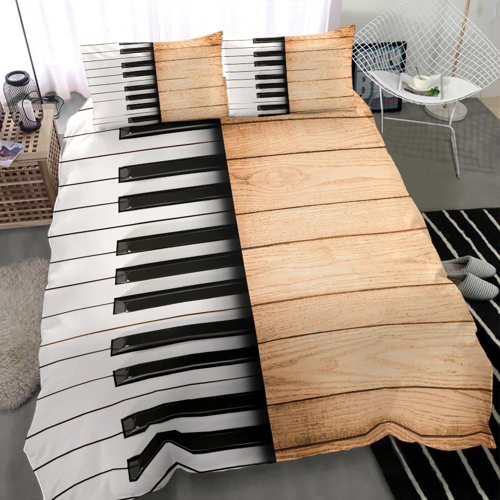 Wood And Piano Keys Bedding Set