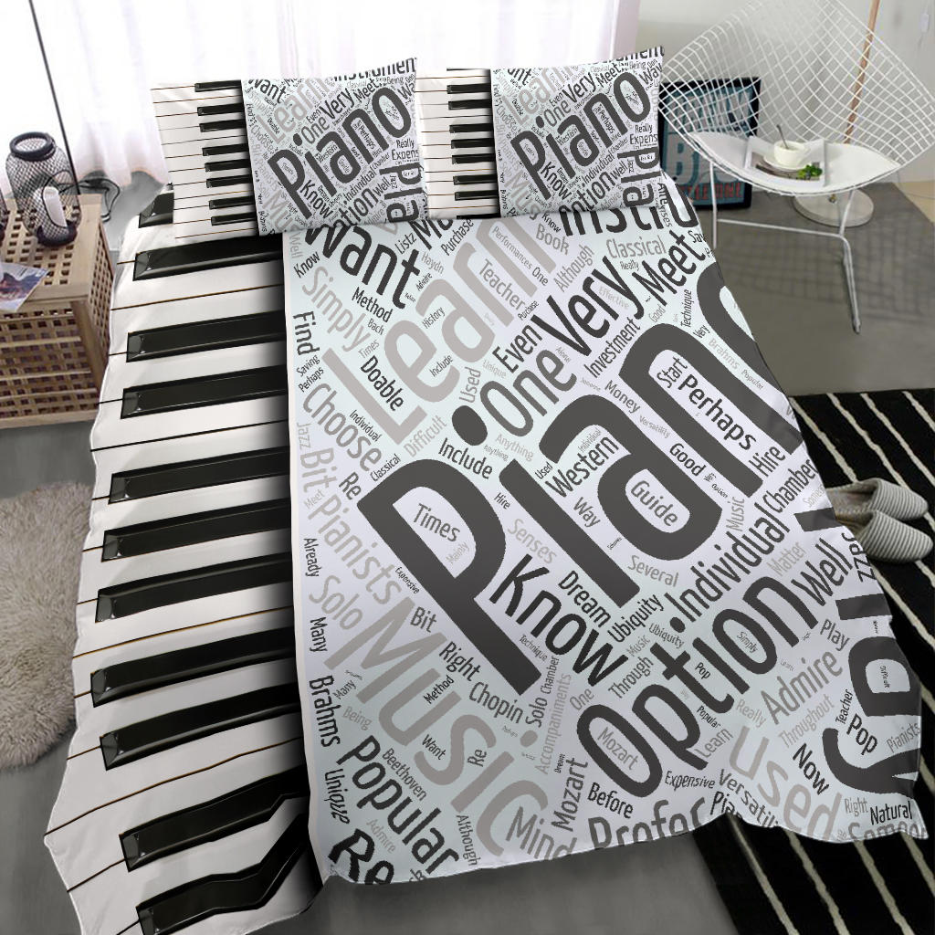 Piano Key Words Bedding Set