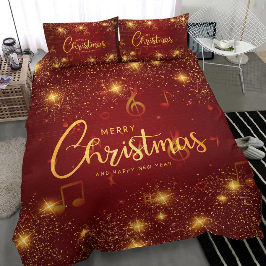 Music Notes Christmas Sparkle Bedding Set