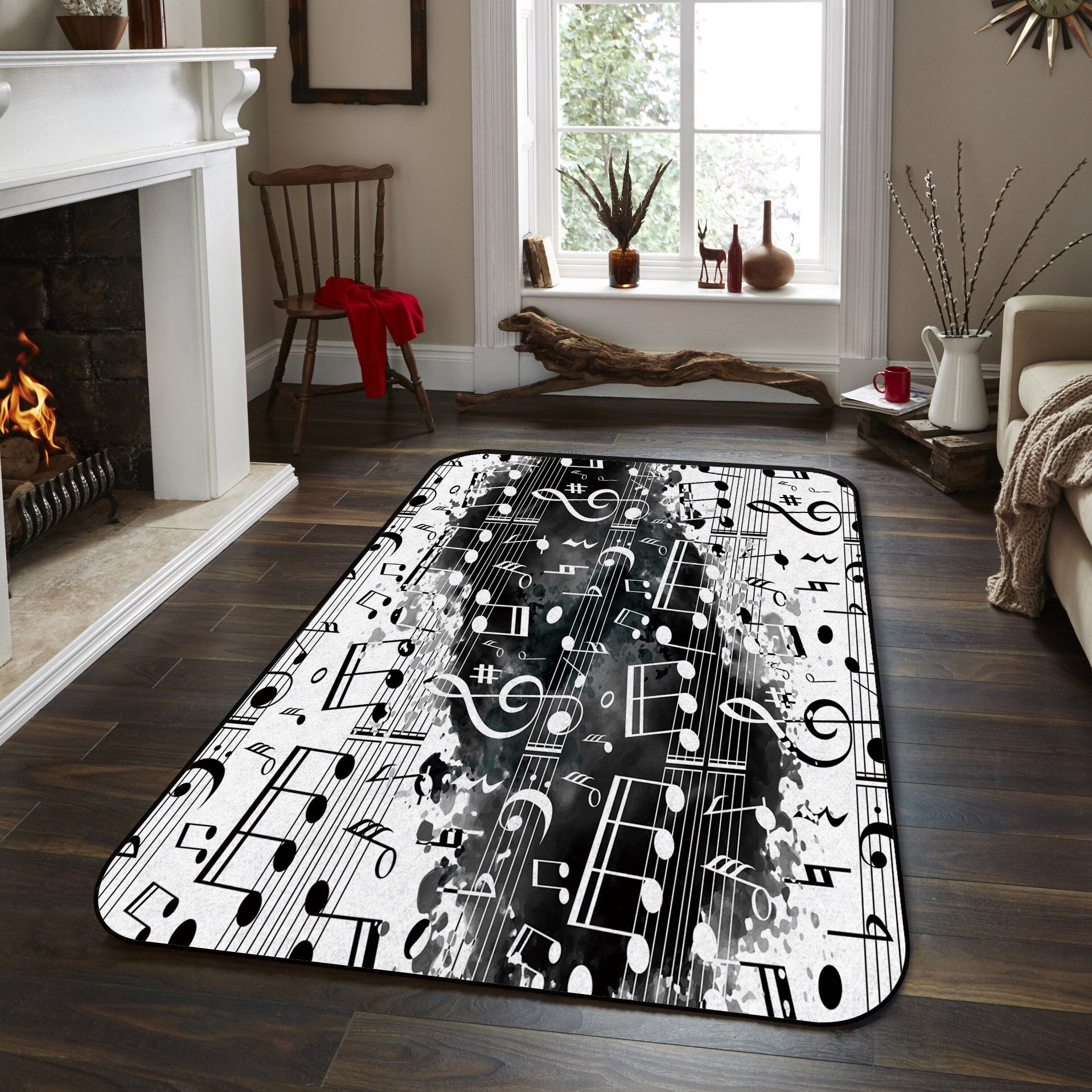 Artistic Music Note Guitar Rug