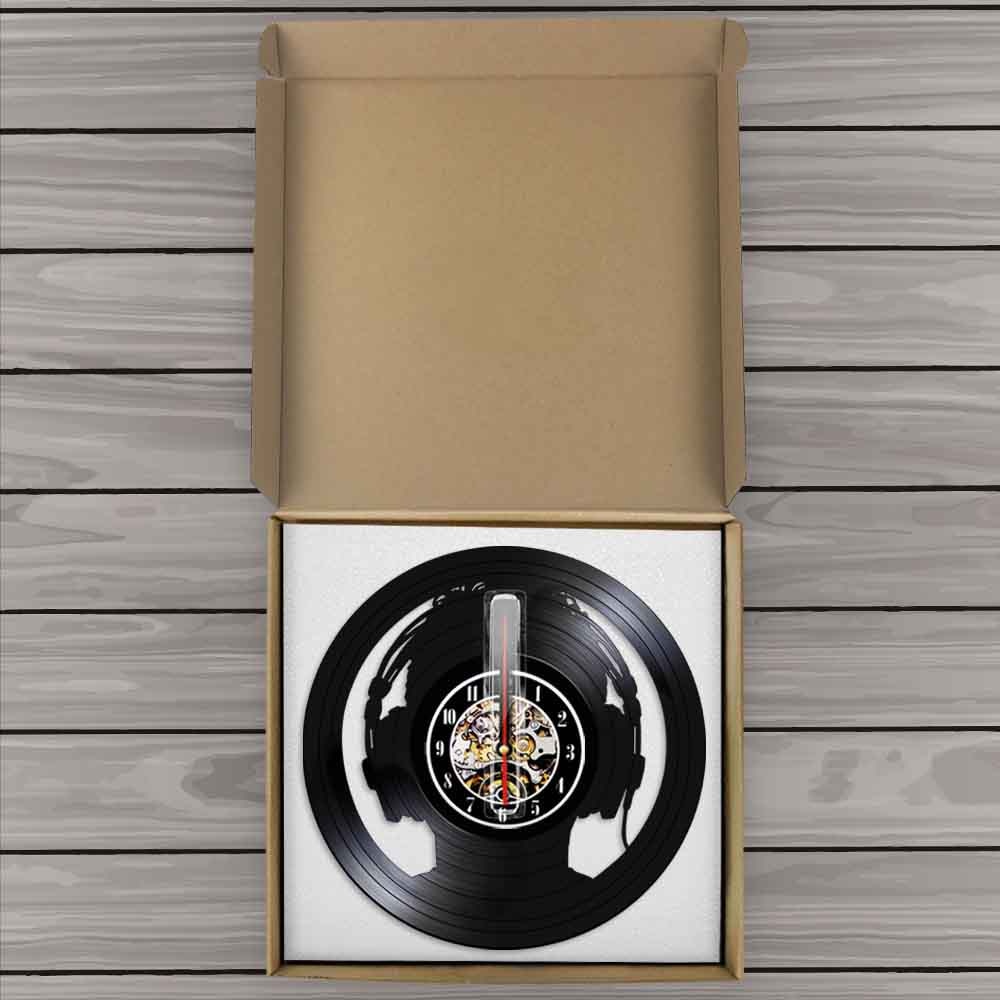 DJ Headphone Vinyl Record Wall Clock