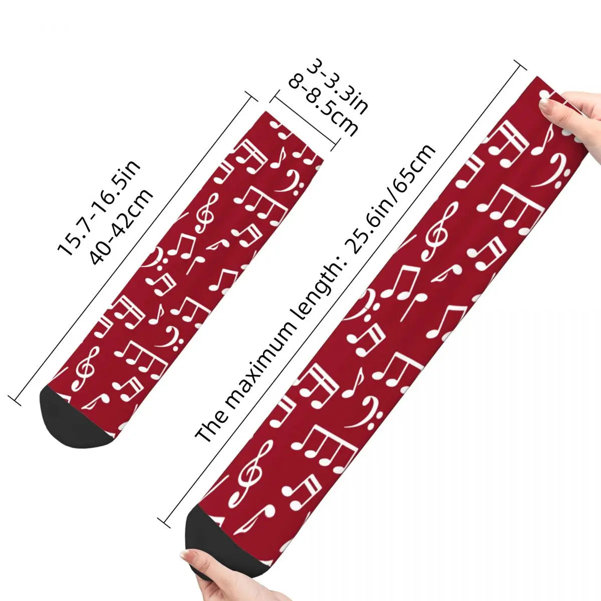 White Music Notes Red Socks
