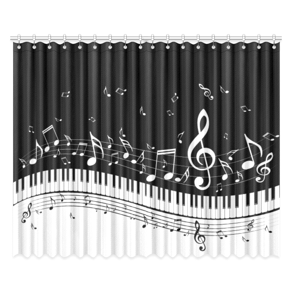 Music Notes And Piano Window Curtains