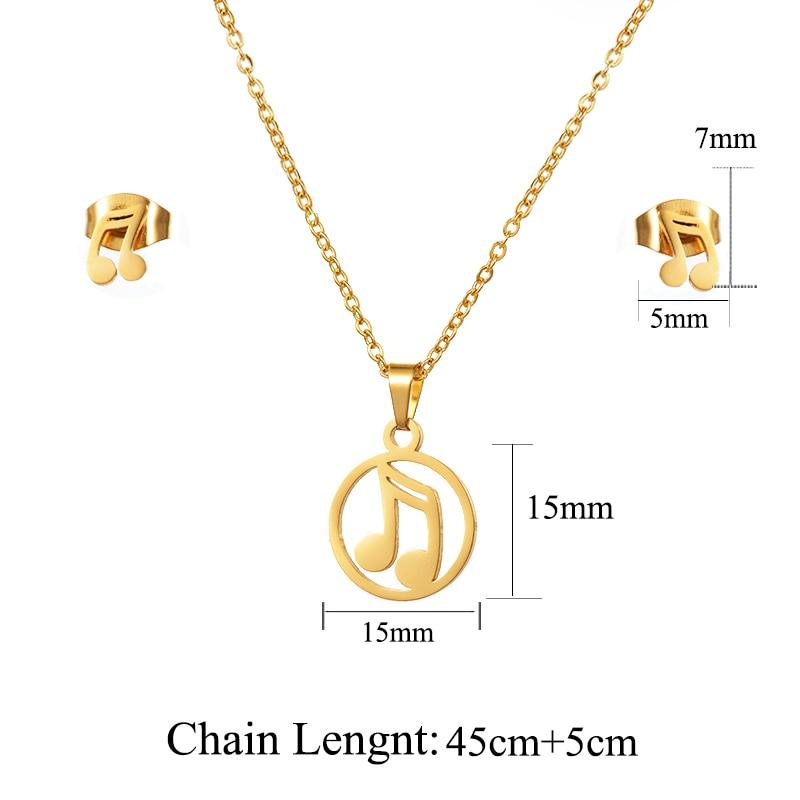 Music Notes Gold Jewelry Set