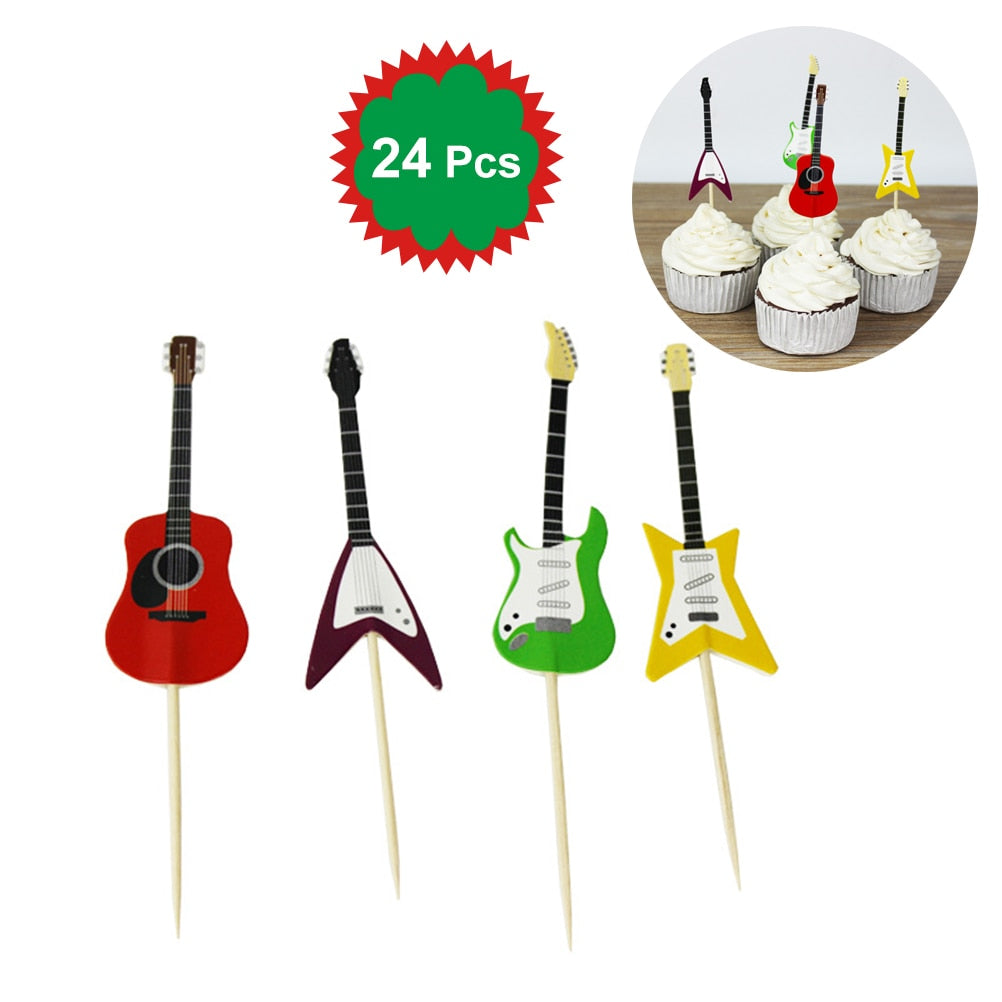 24pcs/set Guitar Cupcake Toppers - { shop_name }} - Review