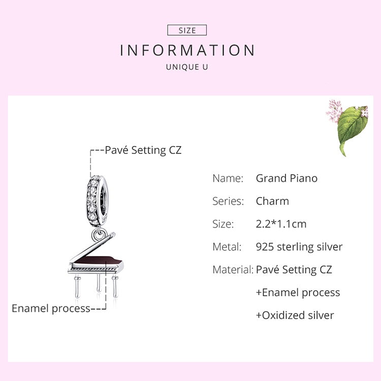 Sterling Silver Piano Pendant Bead