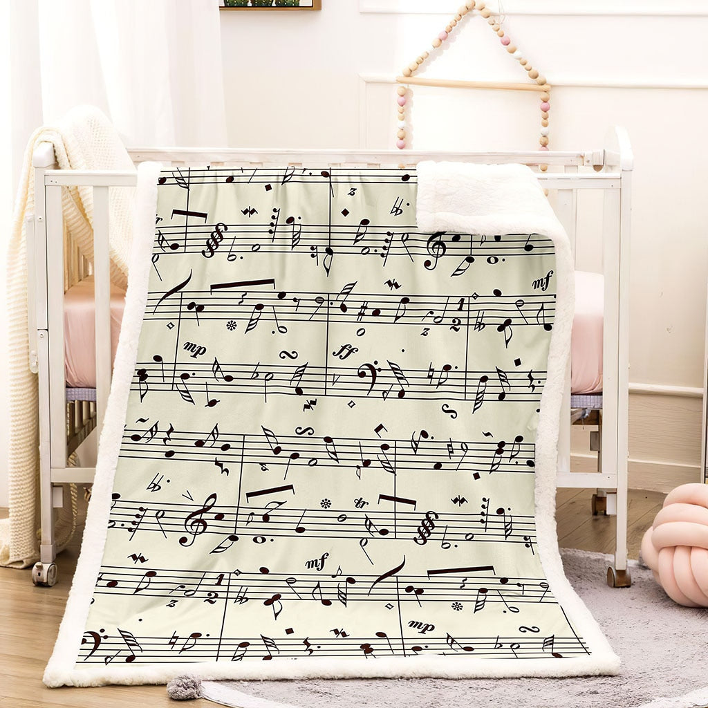Music Note Printed Flannel Blanket