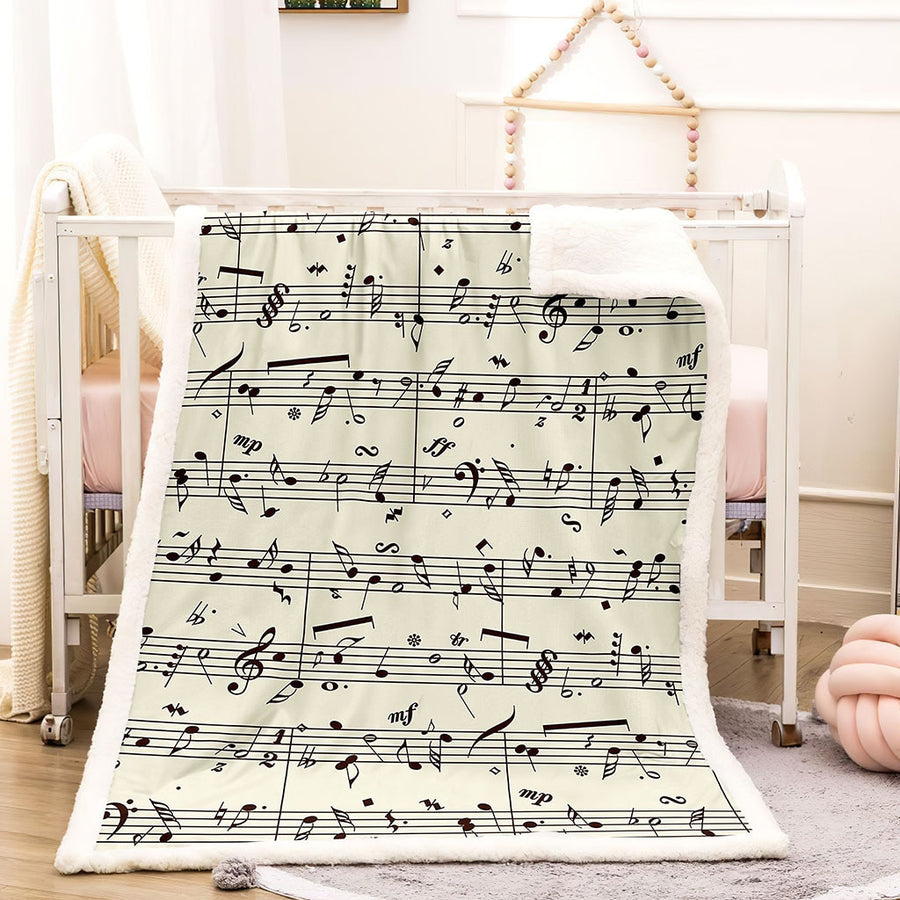 Music Note Printed Flannel Blanket