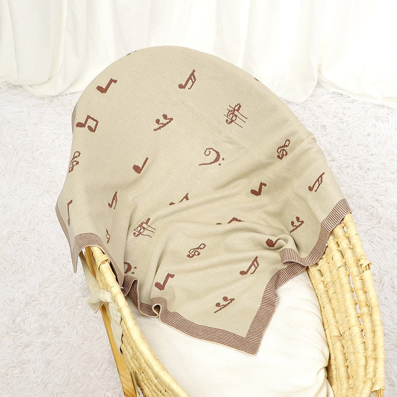 Multipurpose Music Pattern Knitted Blanket